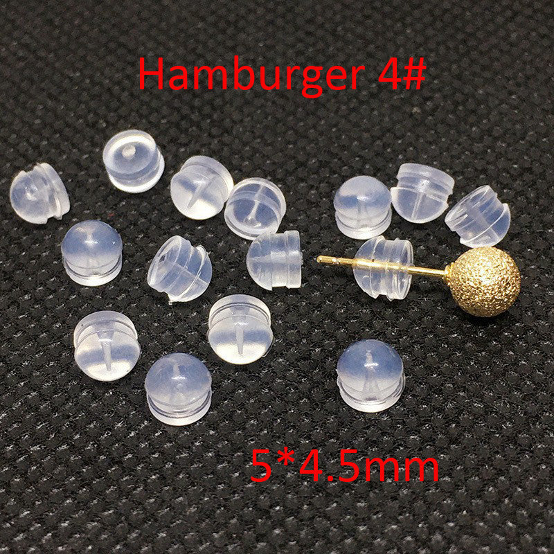 100PCS Premium Silicone Earring Backs Hamburger Flowerpot Hat Star Ear Stoppers Clear Replacement For Jewelry Making DIY Earrings Backs Doki Decor Hamburger 4#  