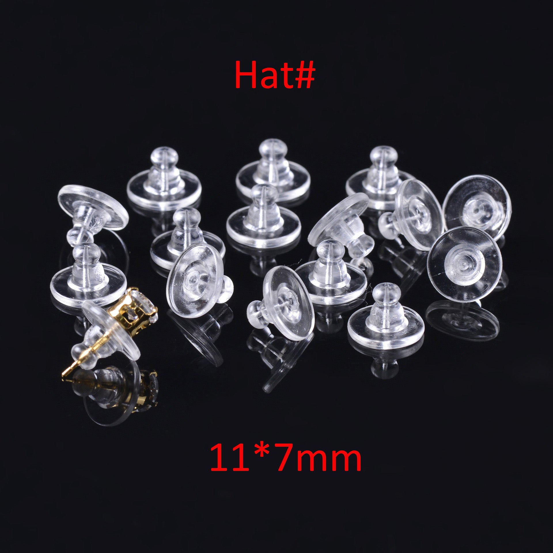 100PCS Premium Silicone Earring Backs Hamburger Flowerpot Hat Star Ear Stoppers Clear Replacement For Jewelry Making DIY Earrings Backs Doki Decor Hat#  