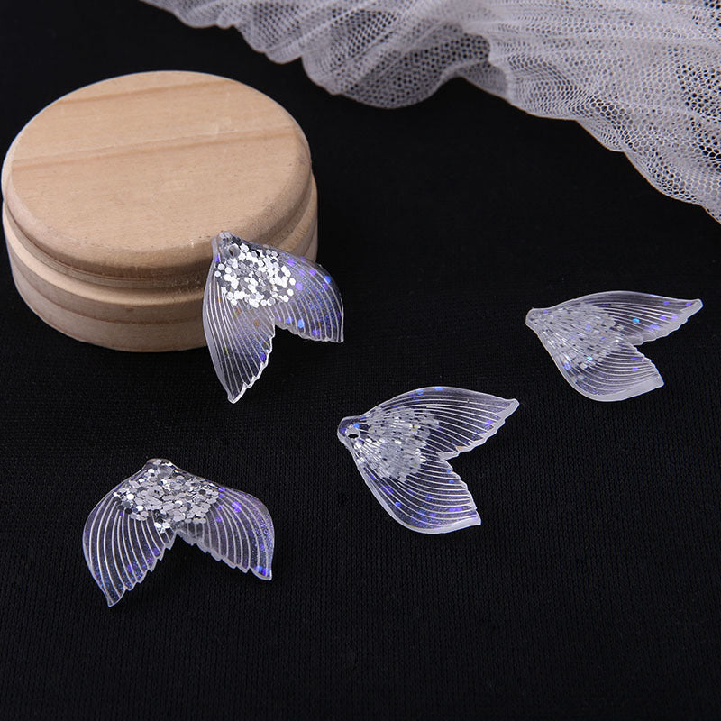 10PCS Resin Pendants Fishtail Transparent Sequins Charms Jewelry Making Findings Supplies Pendants Doki Decor   