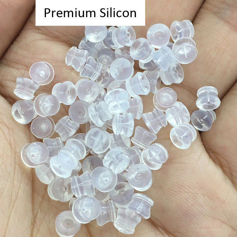 100PCS Silicone Earring Backs Flowerpot Ear Stoppers Clear Replacement Environmental For Jewelry Making DIY Earrings Backs Doki Decor   