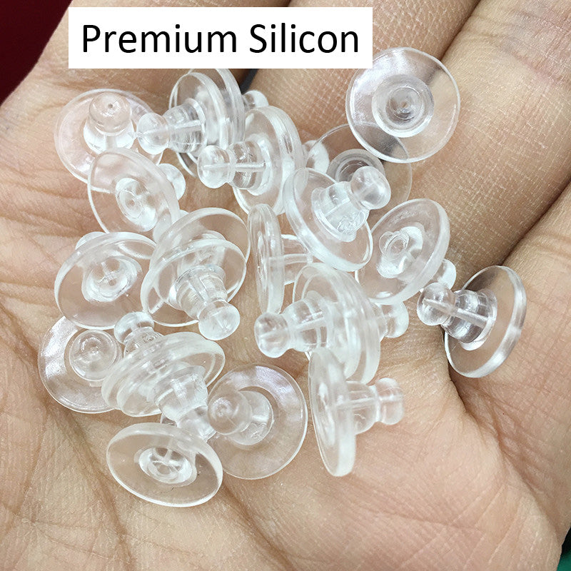 500PCS Premium Silicone Earring Backs Hat Flat Tray Round Ear Stoppers Clear Soft Replacement For Jewelry Making DIY Earrings Backs Doki Decor   