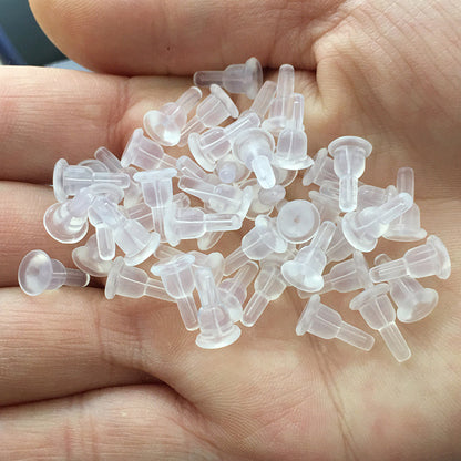 100PCS Silicone Earring Backs Long Trumpet Round Ear Stoppers Clear Replacement Environmental For Jewelry Making DIY Earrings Backs Doki Decor 1#  