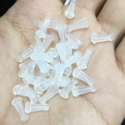 100PCS Silicone Earring Backs Long Trumpet Round Ear Stoppers Clear Replacement Environmental For Jewelry Making DIY Earrings Backs Doki Decor 2#  