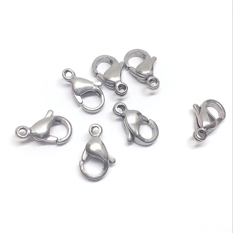 100PCS Stainless Steel 18K Gold Filled Lobster Claw Clasps With Loop For Jewelry Making Finding Kits Repair Clasps Doki Decor   